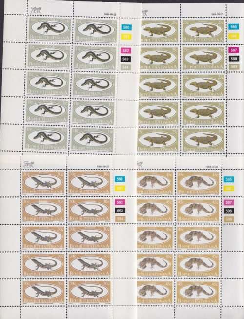 BOPHUTHATSWANA - 1984 Lizards, complete set of 4 full sheets (MNH)